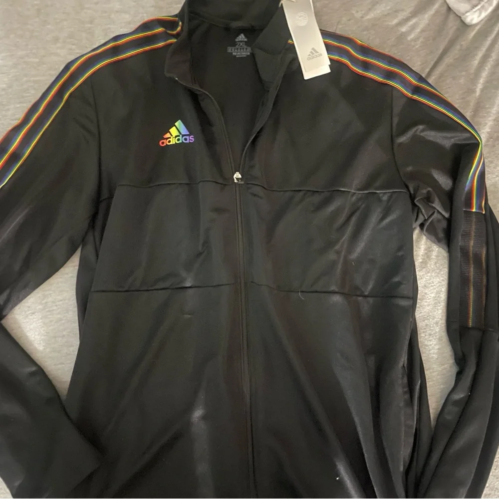 Brand new Adidas black and rainbow track jacket. Send me an offer. - Picture 3 of 3
